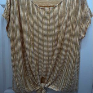 W5 Yellow/White stripe Tie Front top size 3X